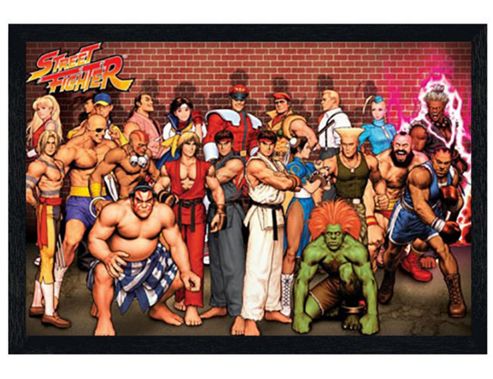 Image of Street Fighter Capcom Black Wooden Framed Characters Poster