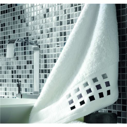 Image of Catherine Lansfield Bathroom Mosaic Bath Sheet, 90x140, White