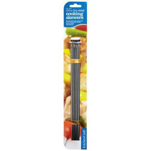 Image of Kitchen Craft 30cm Stainless Steel Flat Sided Skewers Pack Of 6