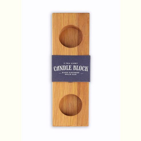 Image of Occasion Classic Oak Candle Holder For 3 Tea Lights