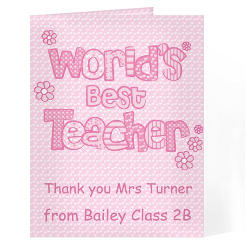 Image of Personalised Pink World's Best Teacher Card