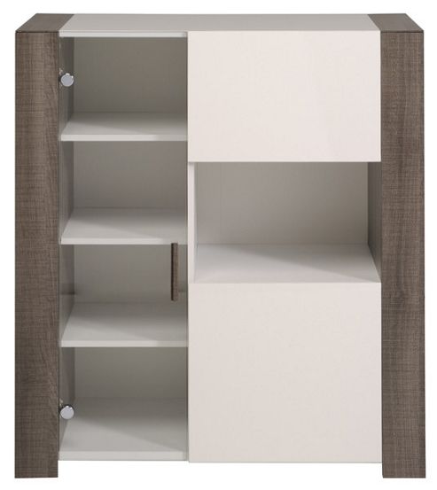 Image of Parisot Malt Display Cabinet - White / Liquorice Oak