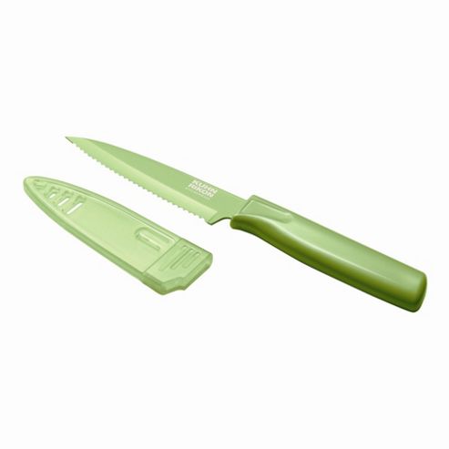 Image of Kuhn Rikon Colori 10cm Serrated Paring Knife - Green