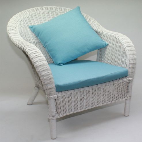 Image of White Rattan Armchair