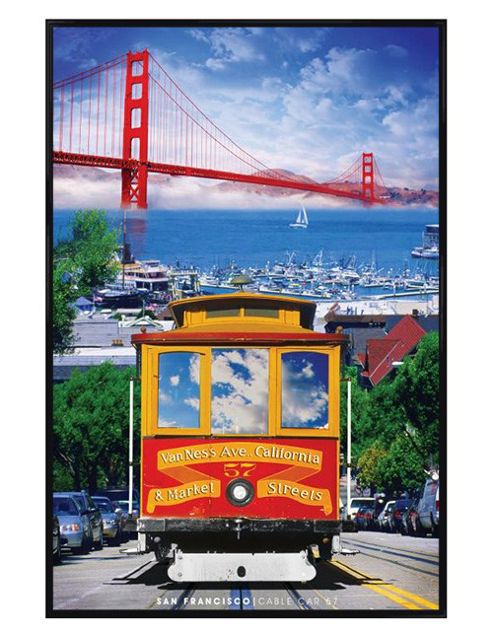 Image of San Francisco Gloss Black Framed Cable Car 57 Poster