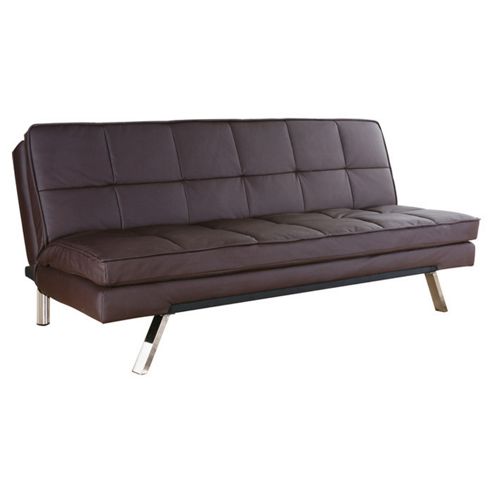 Image of Leader Lifestyle Florence Futon Sofa Bed - Brown Faux Leather