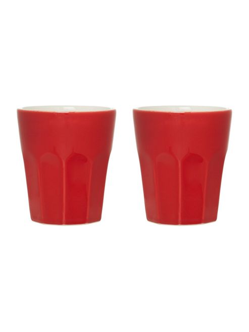 Image of Red Ceramic Set Of Two Cappucino Mugs