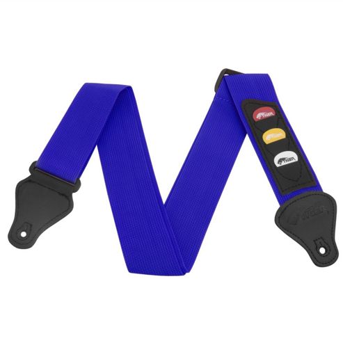 Image of Blue Guitar Strap With Pick Holder