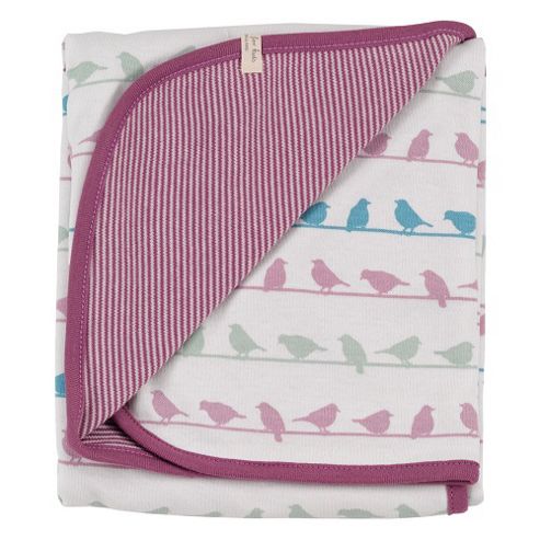 Image of Pigeon Organics Silhouette Reversible Blanket Lavender Bird Mix 70x70cm