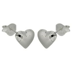 Sterling Silver Puffed Heart Studs