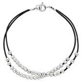 Black Cord Bracelet with Multi Sterling Silver Balls