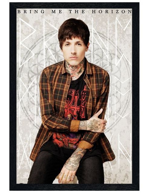 Image of Bring Me The Horizon Black Wooden Framed Oli Sykes Bmth Poster