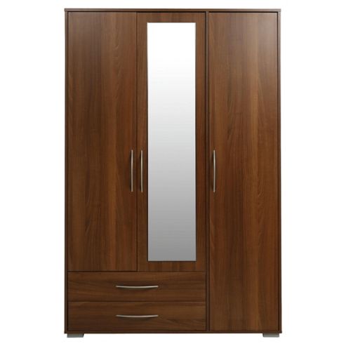 Image of Newport Triple 2 Drawer Wardrobe With Mirror Walnut