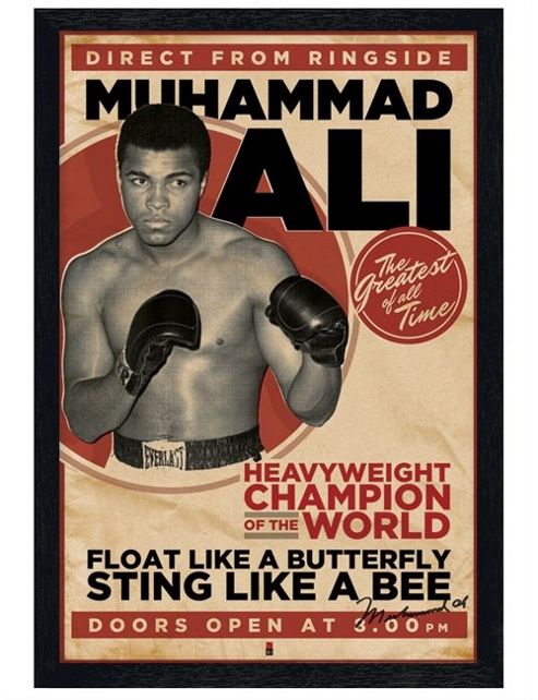 Image of Muhammad Ali Black Wooden Framed Heavyweight Champion Of The World Poster