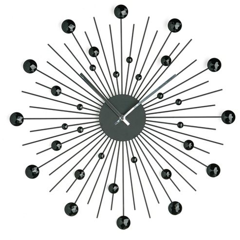 Image of Premier Housewares Glamour Wall Clock With Black Jewels