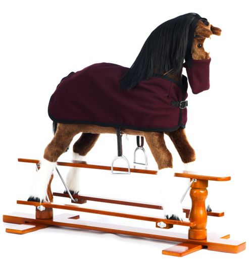 Image of Rocking Horse Champion With Burgundy Blanket