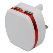 Dual USB At Home LED Compact Charger (White) For Nook HD Plus