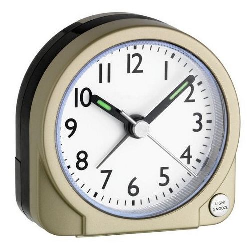 Image of Green Wash Analogue Snooze Alarm Clock - Gold