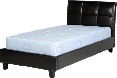 Image of Valufurniture Monroe 3 0 Inch Single Black Faux Leather Bed