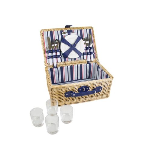 Image of Yellowstone 4 Person Wicker Picnic Basket With Natural Finish
