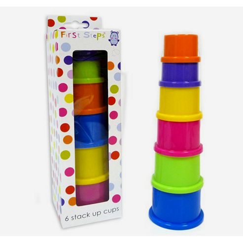 Image of First Steps 6 Colourful Stack Up Cups For 6mths+