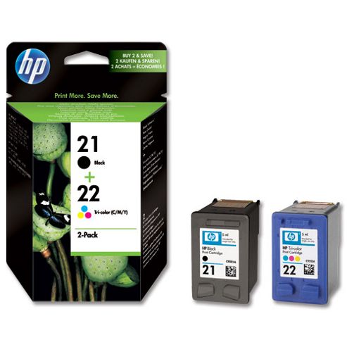 Image of Hp 21 Black/22 Tri-colour 2-pack Original Ink Cartridges