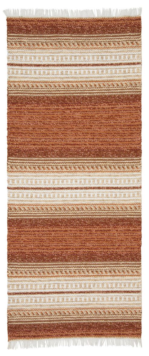 Image of Swedy Ljung Orange / White Rug - Runner 60 Cm X 120 Cm (2 Ft X 3 Ft 11 In)
