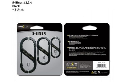 Image of Nite Ize S-biner Size 2, 3, 4 Black Double Gated Carabiner