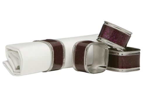 Image of Premier Housewares 3cm Nickel Plated Napkin Rings (set Of 4) - Purple