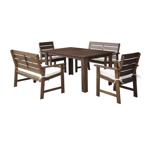 Image of Somerset Bench Set With Cream Cushions - Seats 6