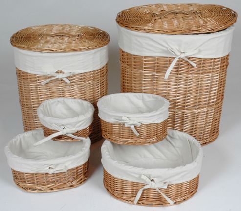 Image of Wiseaction Oval Willow Basket Set - Honey