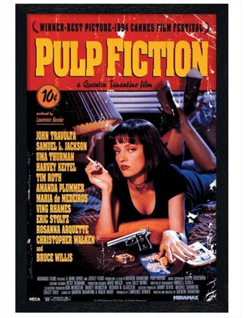 Image of Pulp Fiction Black Wooden Framed Movie One Sheet Poster