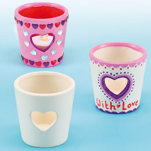 Image of Heart Ceramic Tealight Holders (pack Of 4)