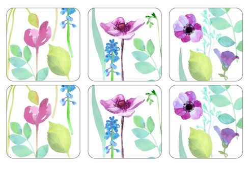 Image of Pimpernel Water Garden Coasters, White, Set Of 6