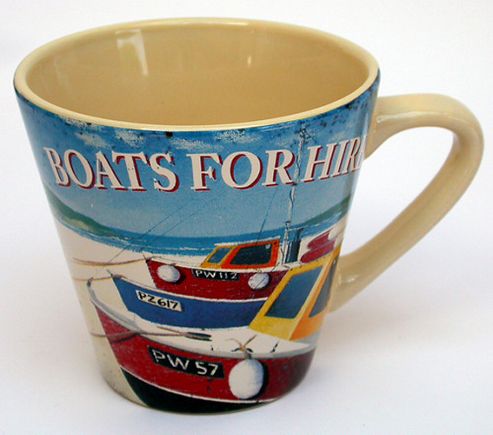 Image of Martin Wiscombe Seaside Design Mug, Boats For Hire