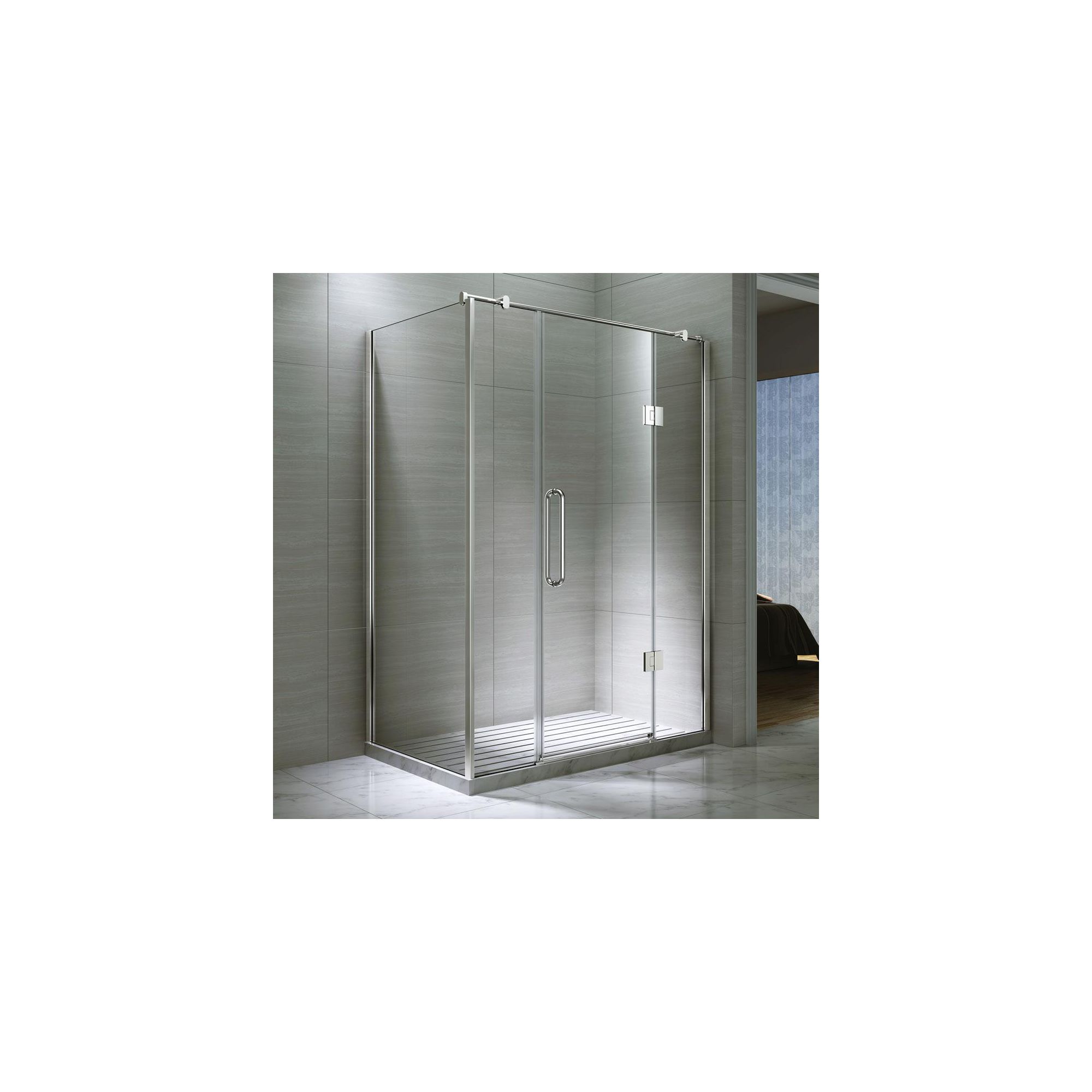 Desire Ten Double Inline Hinged Shower Door with Side Panel, 1200mm x 800mm, Semi-Frameless, 10mm Glass at Tesco Direct