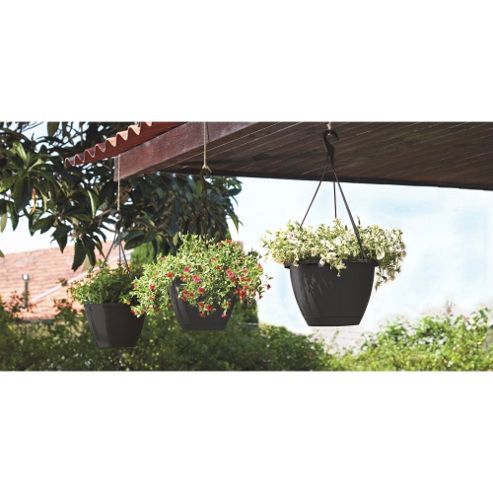 Image of Algarve Hanging Basket 31cm Anthracite - Set Of 3