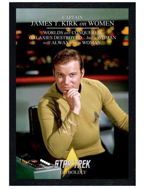 Image of Black Wooden Framed Star Trek Captain James T Kirk Poster