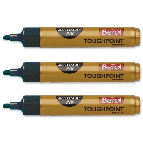 Image of Berol Autoseal Toughpoint Permanent Marker Chisel Tip 2-5mm Line Black Ref S0679690[pack 12]