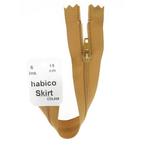 Image of Skirt Zip - 15cm - Old Gold