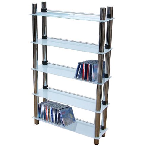 Image of Techstyle 5 Tier Dvd Blu-ray / Cd / Media Storage Shelves - White