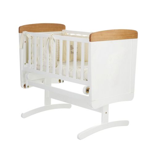 Image of Obaby B Is For Bear Gliding Crib & Mattress - White With Pine Trim