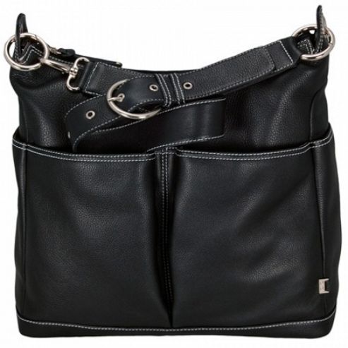 Image of Oioi Pocket Hobo Bag (black Leather With Zebra Lining)