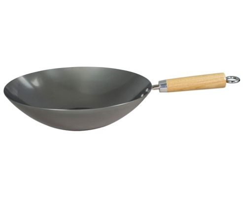 Image of 12" Heavy Gauge Wok Carbon Steel Wood Handle