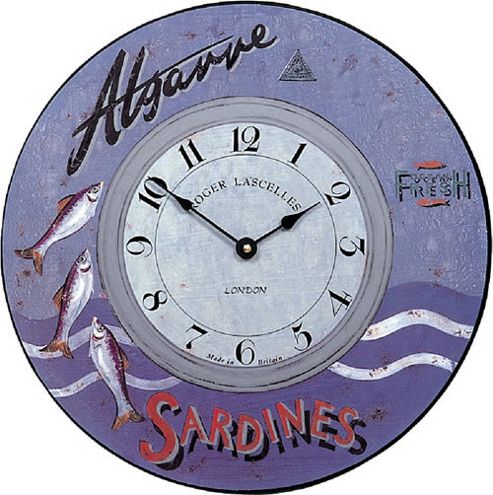 Image of Roger Lascelles Clocks Algarve Sardines Wall Clock