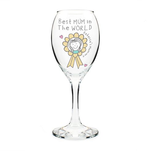 Image of Personalised Best Mum Rosette Wine Glass
