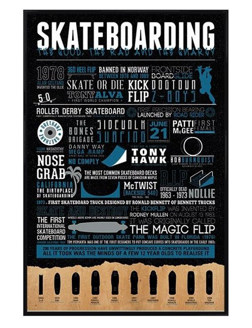 Image of Skateboarding Gloss Black Framed The Good, The Bad Andthe Gnarly Poster