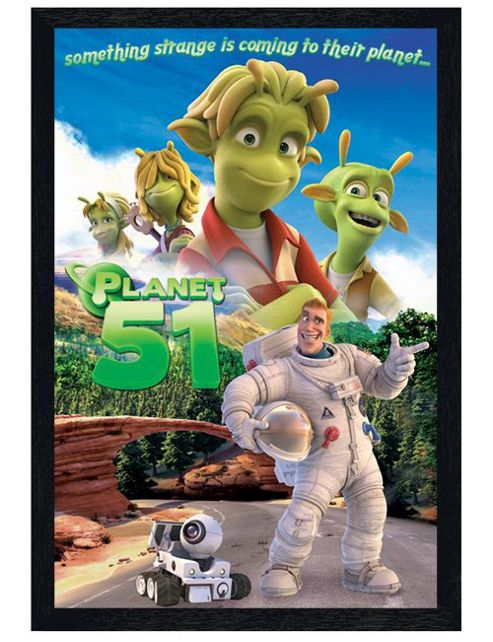 Image of Something Strange Is Coming To Their Planet Black Wooden Framed Planet 51 Poster