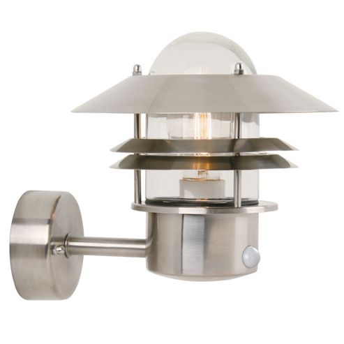 Image of Nordlux Blokhus Up Wall Light With Sensor - Stainless Steel
