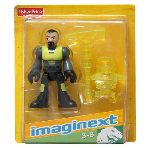 Image of Imaginext W4696 - Dino Tech Figure - Yellow And Grey With Yellow Pick Axe And Yellow Suit.